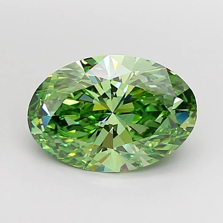 3.42ct Oval Lab Grown Diamond (Colour Fancy Vivid Green, Clarity VVS1, IGI Certified)