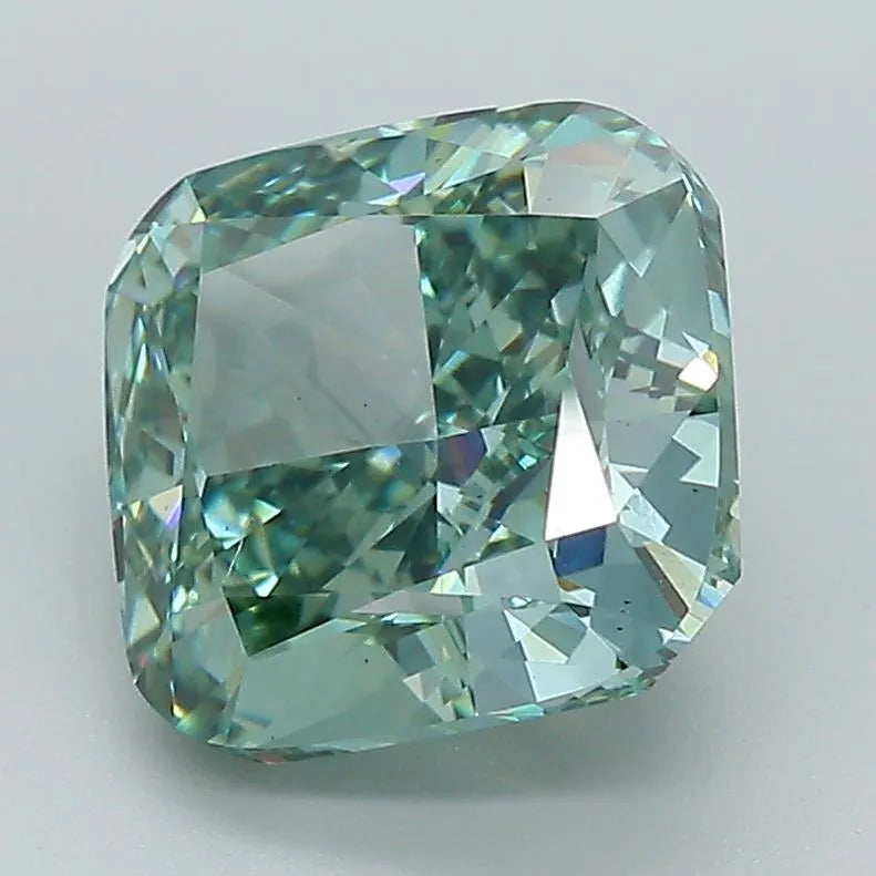 3.51ct Cushion brilliant Lab Grown Diamond (Colour Fancy Vivid Green, Clarity VS1, IGI Certified)