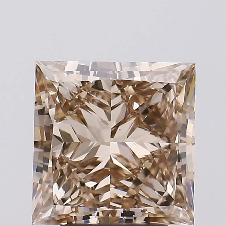 3.51ct Princess Lab Grown Diamond (Colour Fancy Light Brown, Clarity VS1, IGI Certified)