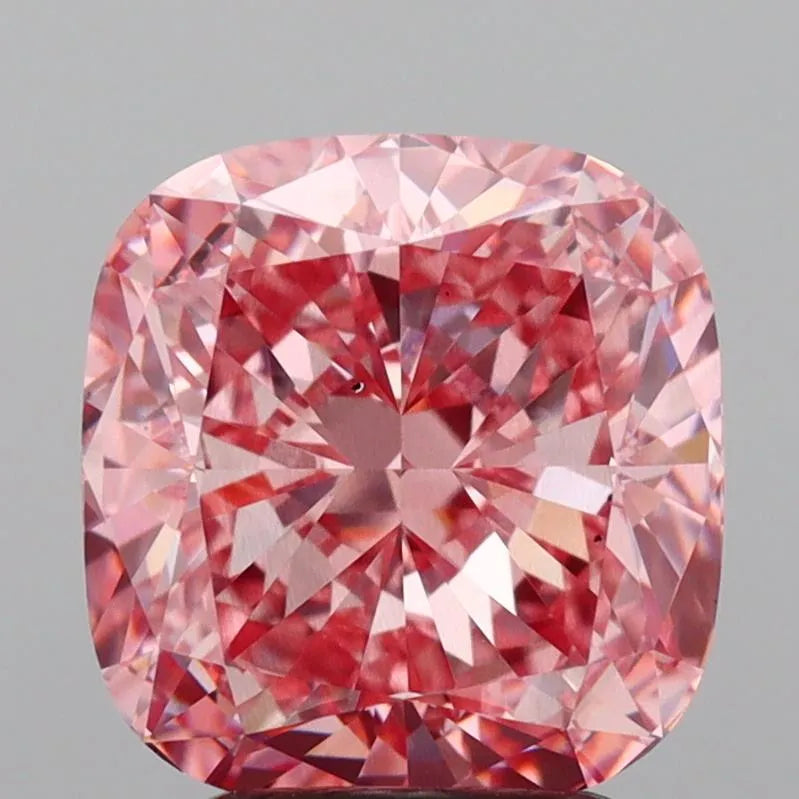 3.52ct Cushion modified Lab Grown Diamond (Colour Fancy Vivid Pink, Clarity VS1, IGI Certified)