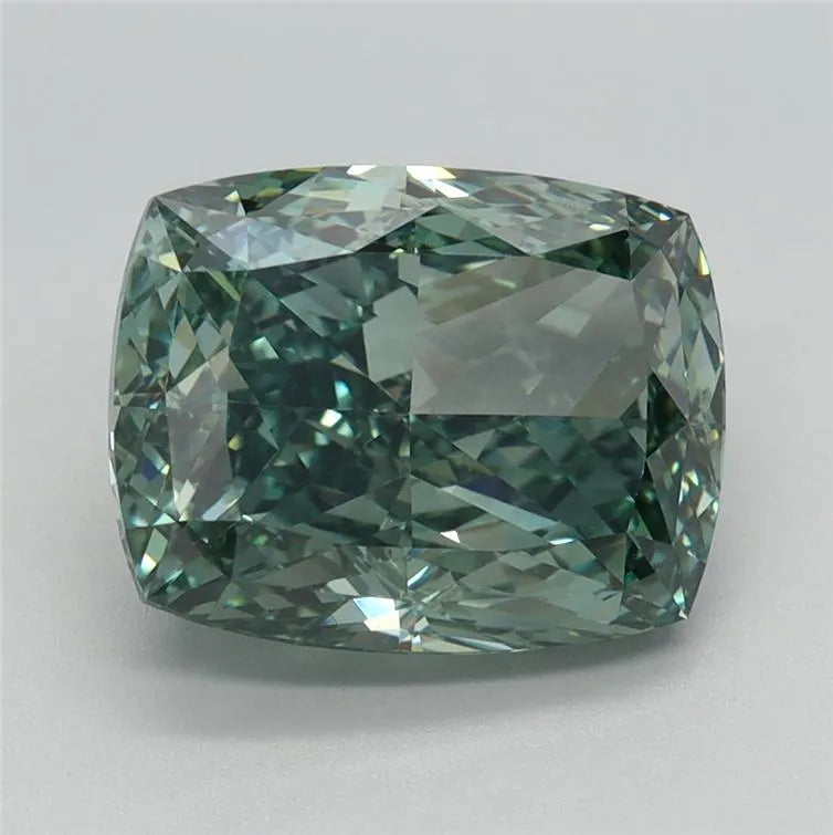3.54ct Cushion modified Lab Grown Diamond (Colour Fancy Vivid Green, Clarity VS1, IGI Certified)