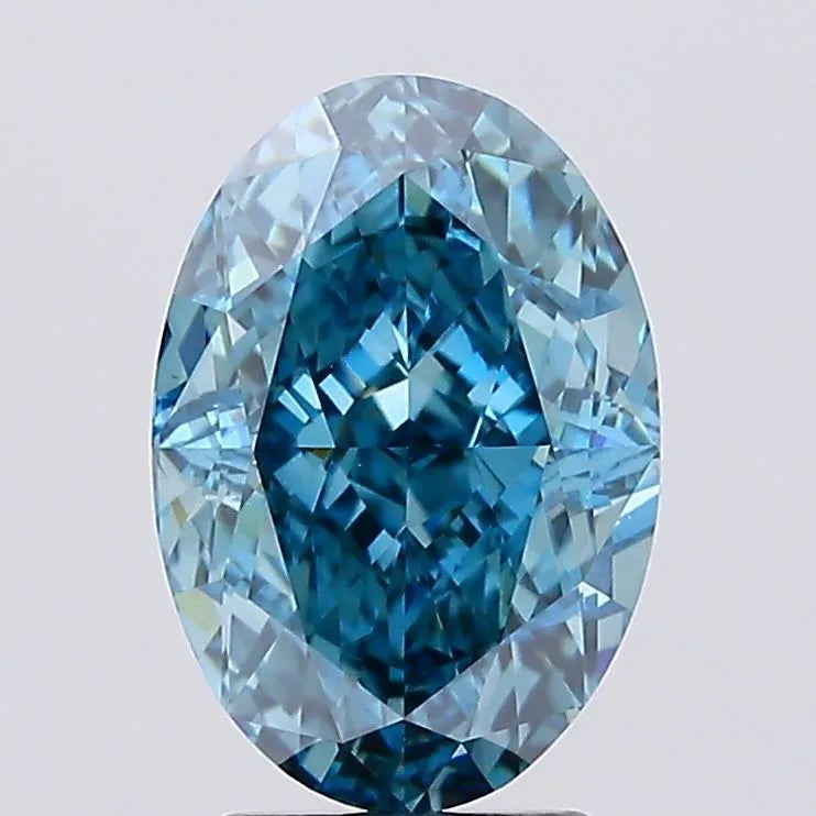 3.54ct Oval Lab Grown Diamond (Colour Fancy Vivid Blue, Clarity VS1, IGI Certified)