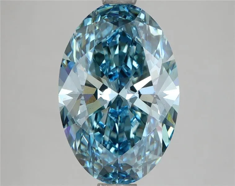 3.54ct Oval Lab Grown Diamond (Colour Fancy Vivid Blue, Clarity VS2, IGI Certified)