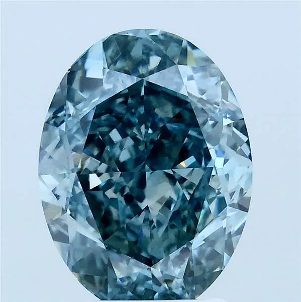 3.54ct Oval Lab Grown Diamond (Colour Fancy Vivid Green Blue, Clarity VS1, IGI Certified)