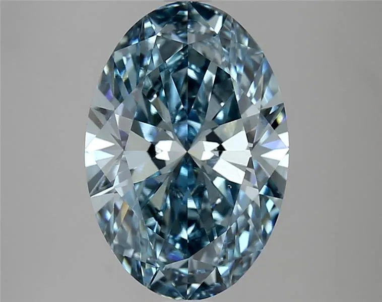 3.55ct Oval Lab Grown Diamond (Colour Fancy Vivid Blue, Clarity VS1, IGI Certified)