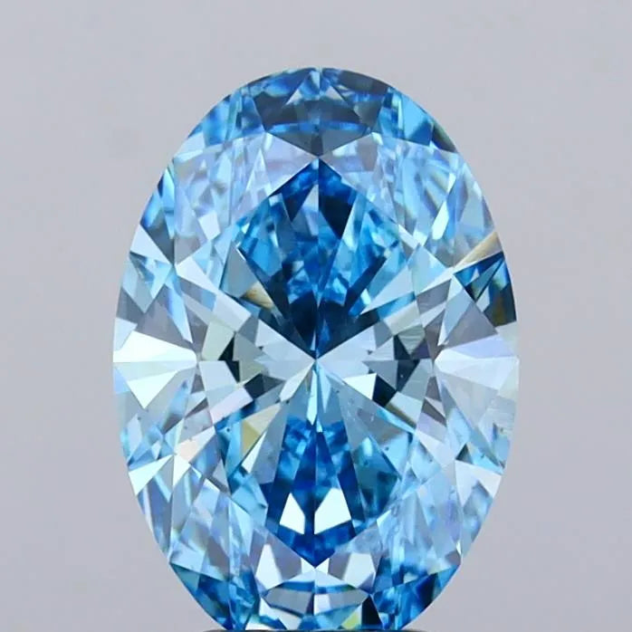 3.55ct Oval Lab Grown Diamond (Colour Fancy Vivid Blue, Clarity VS2, IGI Certified)