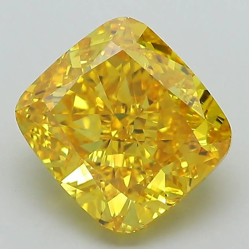 3.56ct Cushion modified Lab Grown Diamond (Colour Fancy Vivid Yellow, Clarity VVS2, Cut GD, IGI Certified)