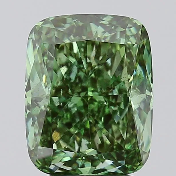 3.58ct Cushion modified Lab Grown Diamond (Colour Fancy Vivid Green, Clarity SI1, IGI Certified)