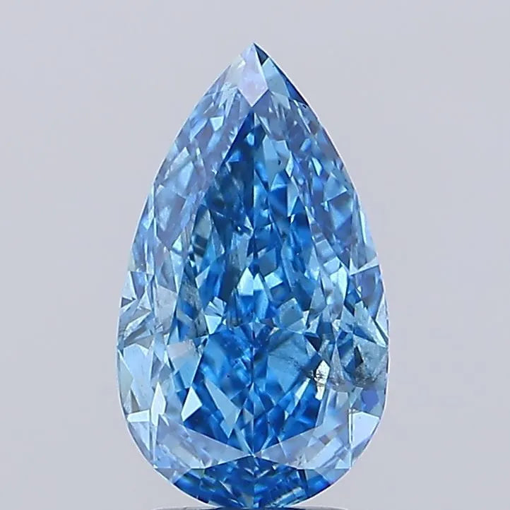 3.58ct Pear Lab Grown Diamond (Colour Fancy Vivid Blue, Clarity SI1, IGI Certified)