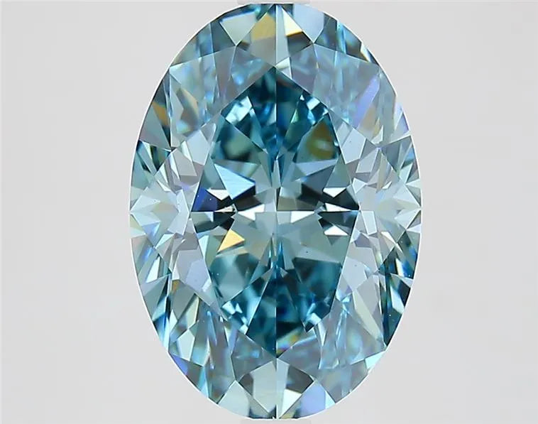 3.61ct Oval Lab Grown Diamond (Colour Fancy Vivid Blue, Clarity VS1, IGI Certified)