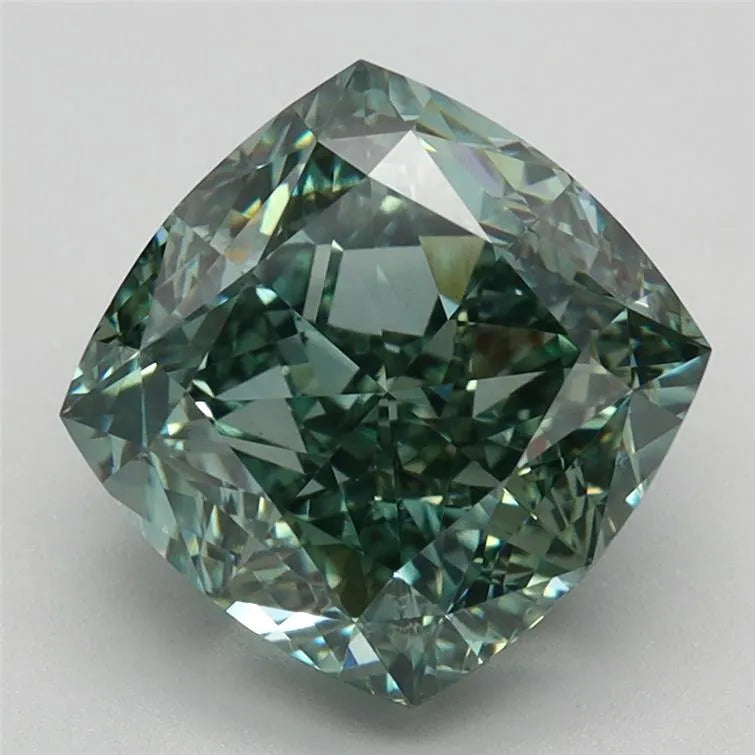3.64ct Cushion modified Lab Grown Diamond (Colour Fancy Vivid Green, Clarity VVS2, IGI Certified)