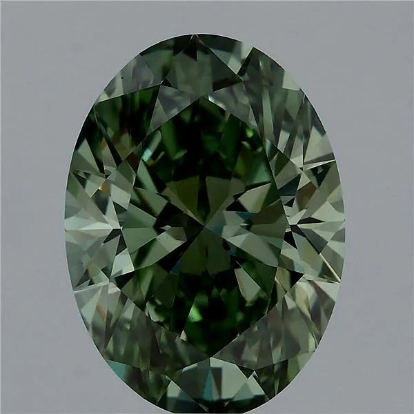 3.64ct Oval Lab Grown Diamond (Colour Fancy Vivid Green, Clarity VVS2, IGI Certified)