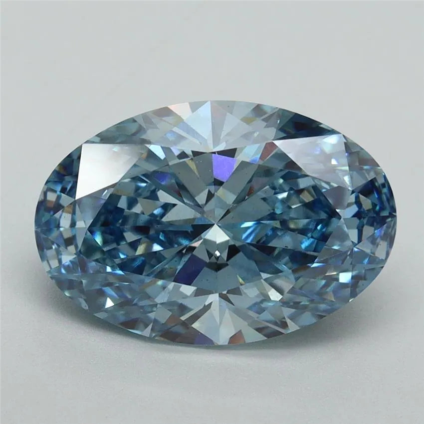 3.68ct Oval Lab Grown Diamond (Colour Fancy Vivid Blue, Clarity VS1, IGI Certified)