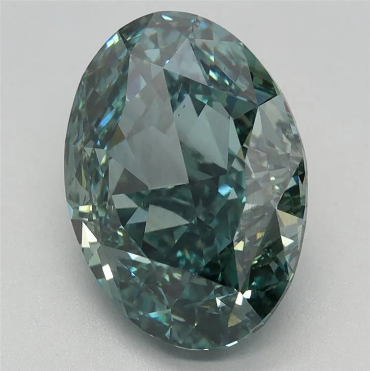 3.69ct Oval Lab Grown Diamond (Colour Fancy Vivid Green, Clarity VS2, IGI Certified)