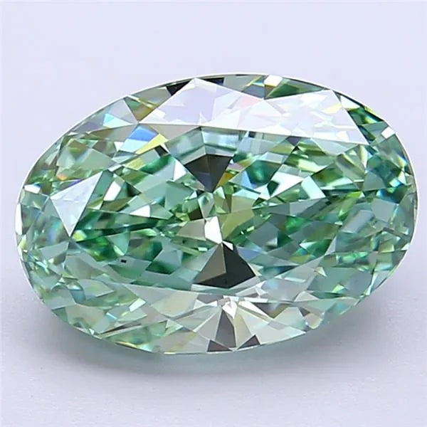 3.72ct Oval Lab Grown Diamond (Colour Fancy Vivid Green, Clarity VS1, IGI Certified)
