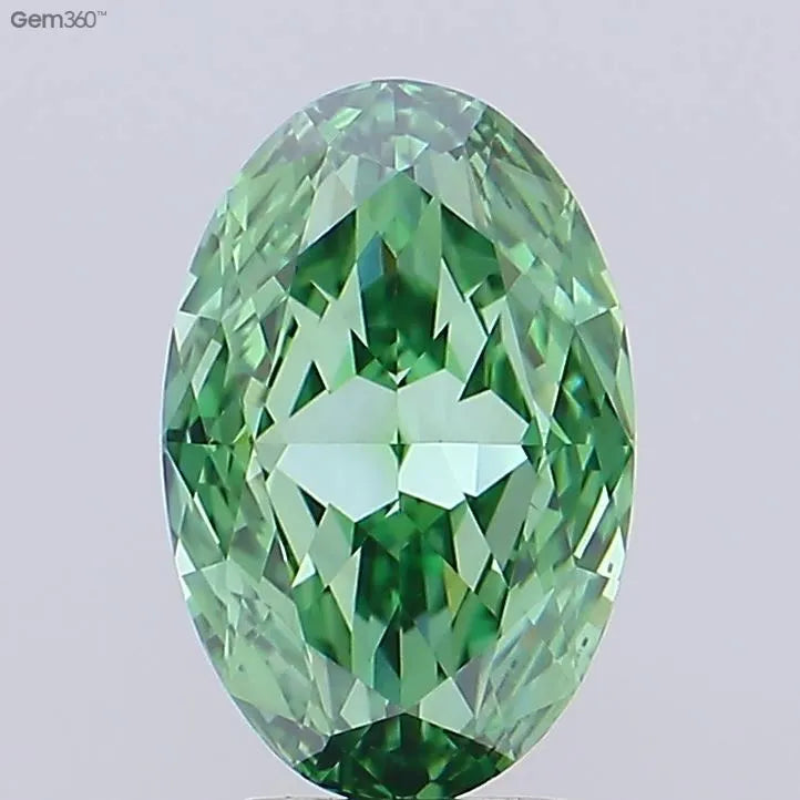 3.77ct Oval Lab Grown Diamond (Colour Fancy Vivid Green, Clarity VS1, IGI Certified)