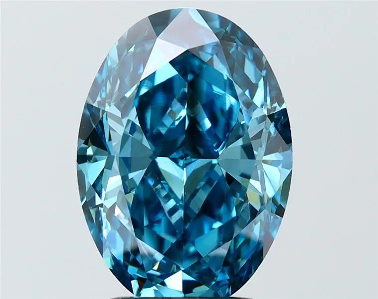 3.80ct Oval Lab Grown Diamond (Colour Fancy Vivid Blue, Clarity VVS2, IGI Certified)
