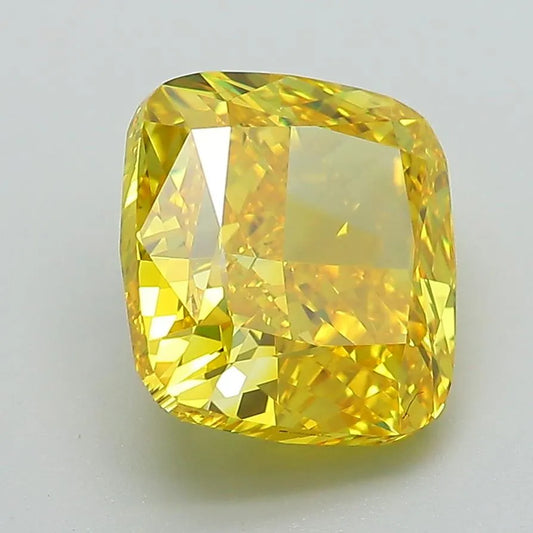 3.81ct Cushion modified Lab Grown Diamond (Colour Fancy Vivid Yellow, Clarity VVS2, IGI Certified)