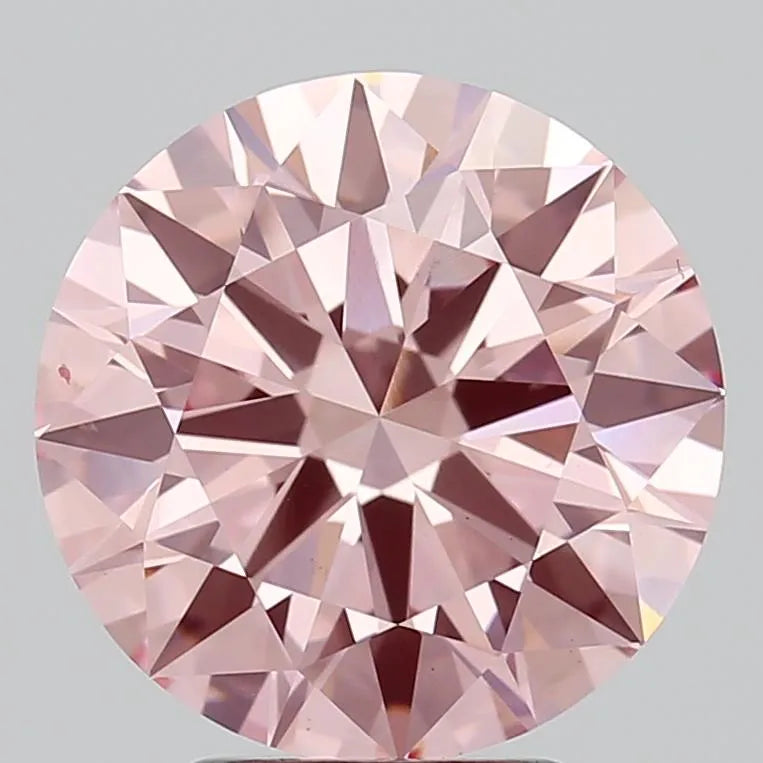 3.82ct Round Lab Grown Diamond (Colour Fancy Vivid Pink, Clarity VS2, Cut ID, IGI Certified)
