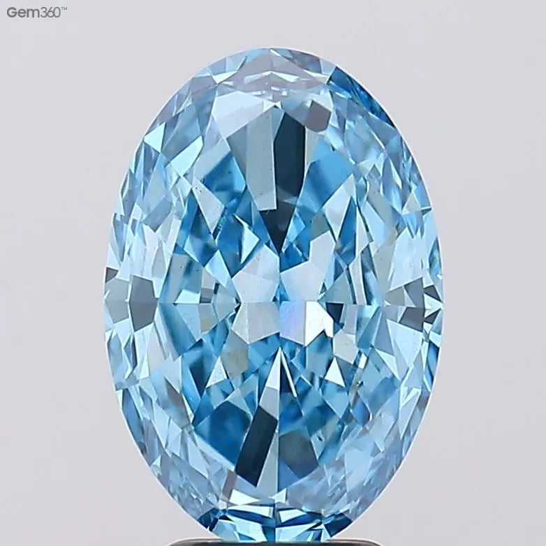 3.86ct Oval Lab Grown Diamond (Colour Fancy Vivid Blue, Clarity VS1, IGI Certified)