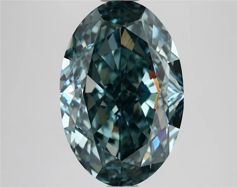 3.89ct Oval Lab Grown Diamond (Colour Fancy Vivid Green Blue, Clarity VVS2, IGI Certified)