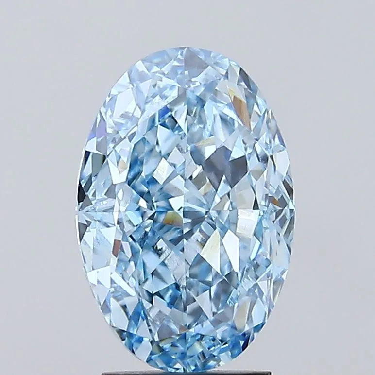 3.95ct Oval Lab Grown Diamond (Colour Fancy Vivid Blue, Clarity VVS2, IGI Certified)