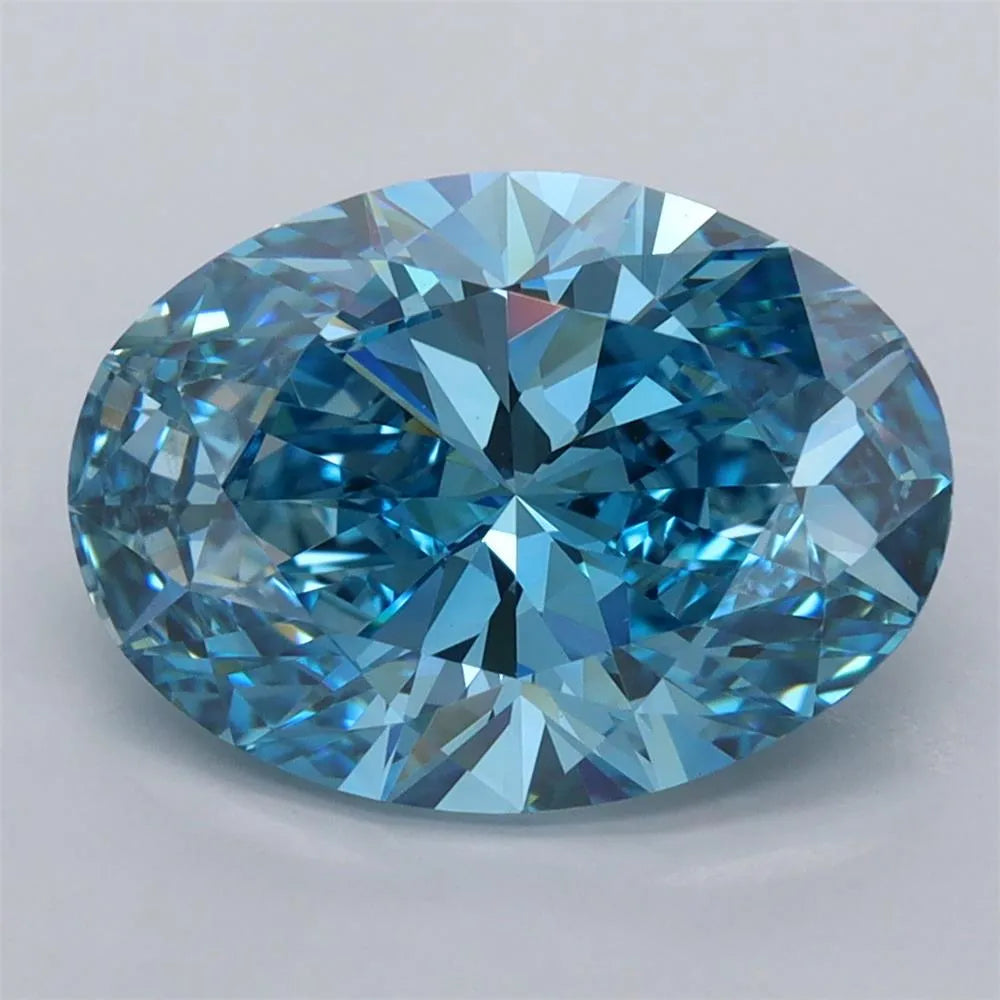 3.98ct Oval Lab Grown Diamond (Colour Fancy Vivid Blue, Clarity VVS2, IGI Certified)