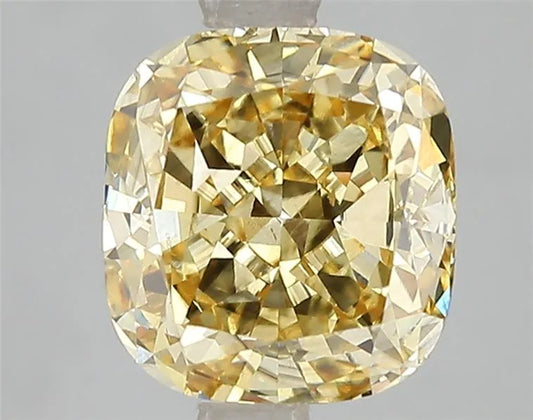 3.02ct Cushion modified Lab Grown Diamond (Colour Fancy Intense Yellow, Clarity VS2, IGI Certified)