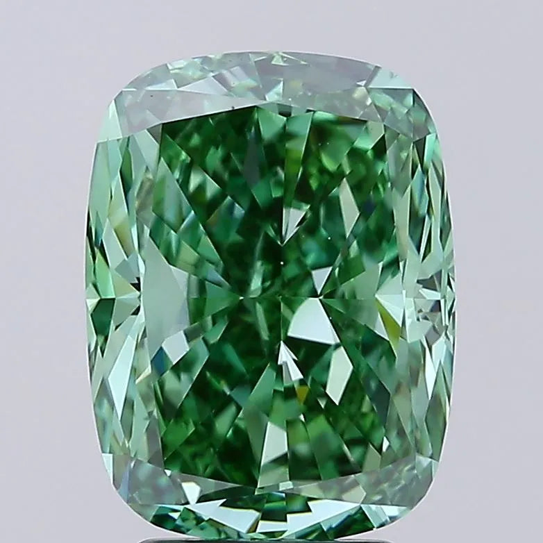 4.00ct Cushion modified Lab Grown Diamond (Colour Fancy Vivid Green, Clarity VS2, IGI Certified)