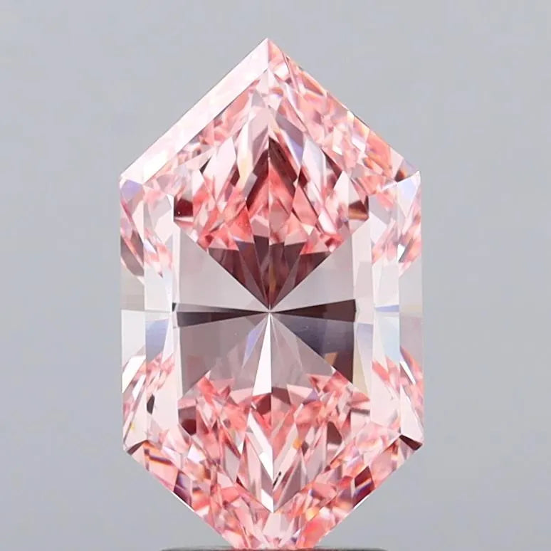 4.00ct Hexagonal Lab Grown Diamond (Colour Fancy Vivid Pink, Clarity VVS2, IGI Certified)