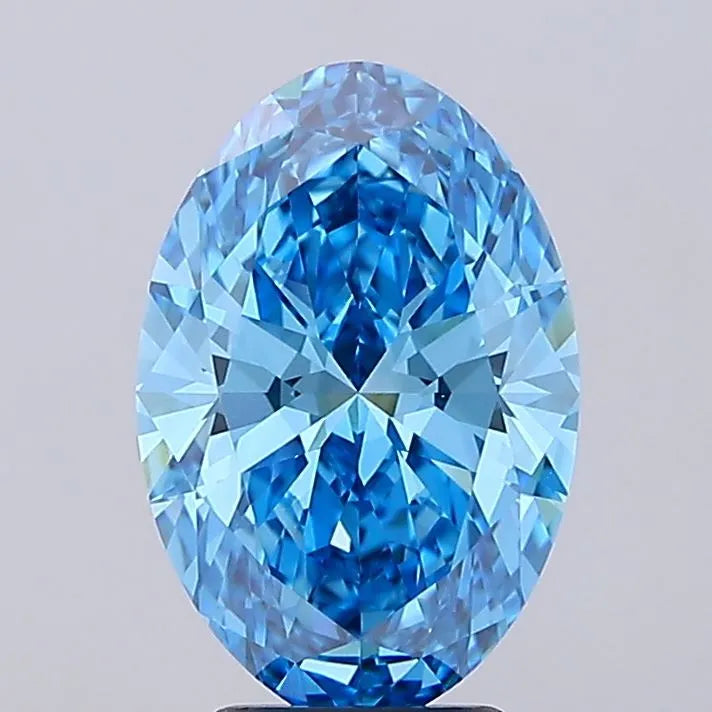 4.00ct Oval Lab Grown Diamond (Colour Fancy Vivid Blue, Clarity VVS2, IGI Certified)