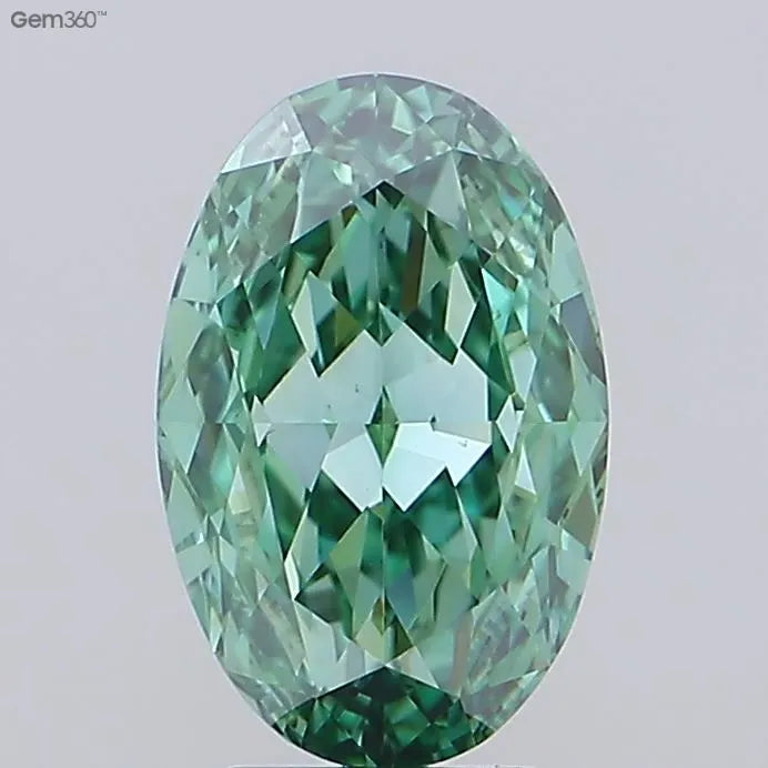 4.02ct Oval Lab Grown Diamond (Colour Fancy Vivid Green, Clarity VS1, IGI Certified)