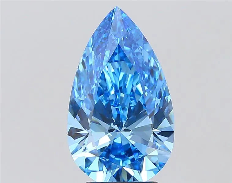 4.02ct Pear Lab Grown Diamond (Colour Fancy Vivid Blue, Clarity VVS2, IGI Certified)