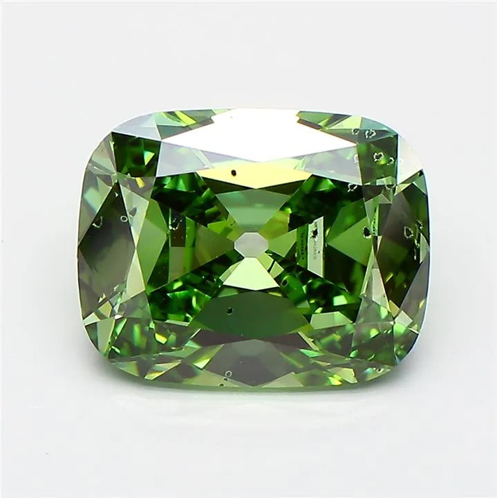 4.03ct Cushion brilliant Lab Grown Diamond (Colour Fancy Vivid Green, Clarity SI1, IGI Certified)