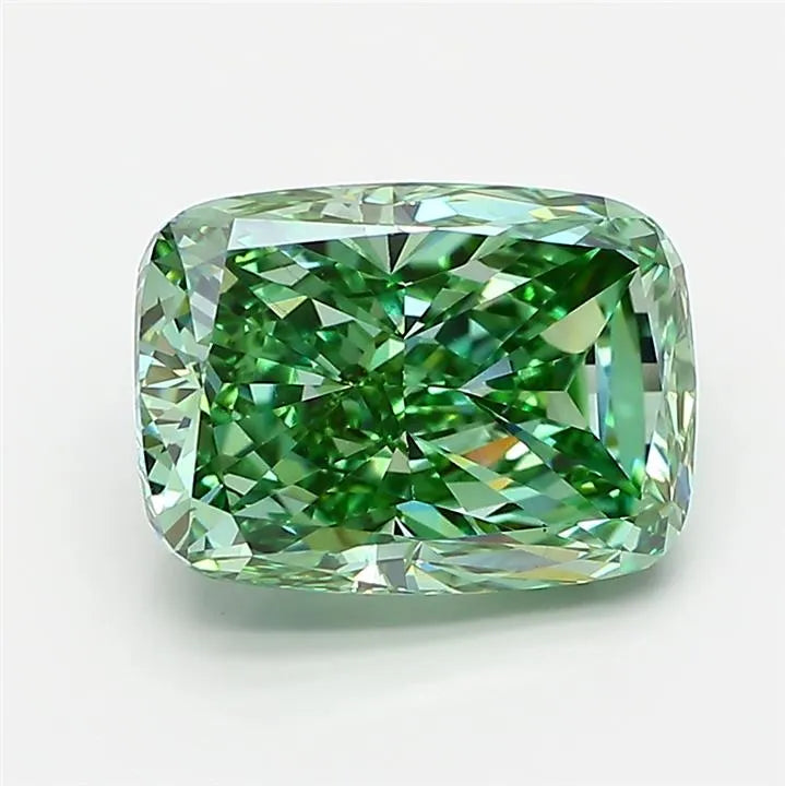 4.03ct Cushion modified Lab Grown Diamond (Colour Fancy Vivid Green, Clarity VS1, IGI Certified)