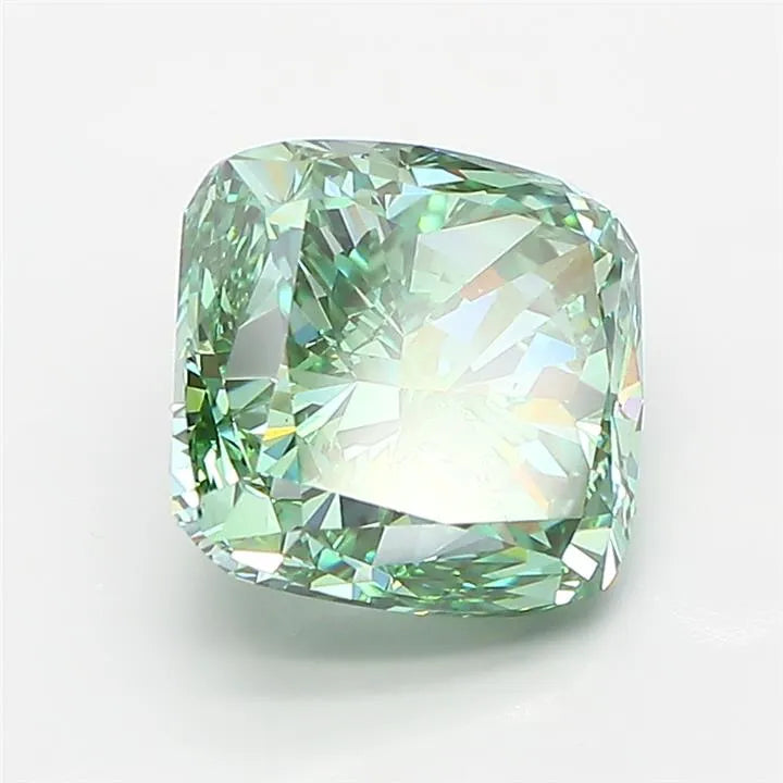 4.03ct Cushion modified Lab Grown Diamond (Colour Fancy Vivid Green, Clarity VS1, IGI Certified)
