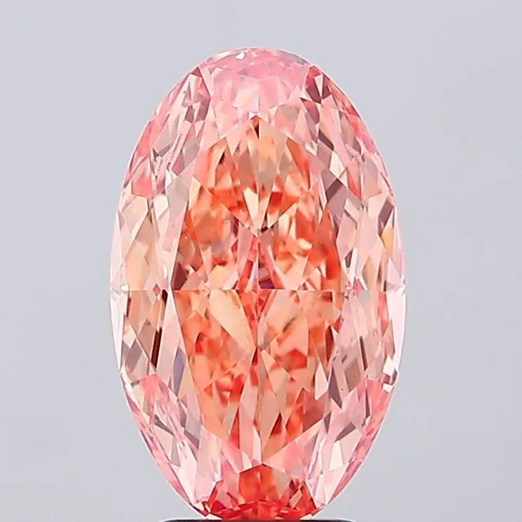 4.03ct Oval Lab Grown Diamond (Colour Fancy Vivid Orangey Pink, Clarity VVS2, IGI Certified)