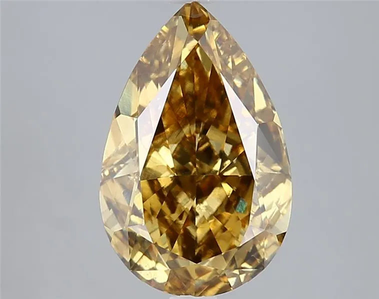 4.03ct Pear Lab Grown Diamond (Colour Fancy Vivid Brownish Yellow, Clarity VS2, IGI Certified)