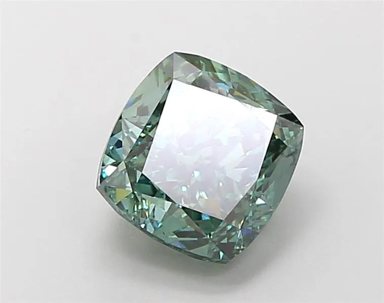 4.04ct Cushion modified Lab Grown Diamond (Colour Fancy Vivid Green, Clarity VS2, IGI Certified)