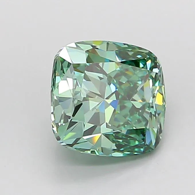 4.05ct Cushion brilliant Lab Grown Diamond (Colour Fancy Vivid Green, Clarity VVS2, IGI Certified)