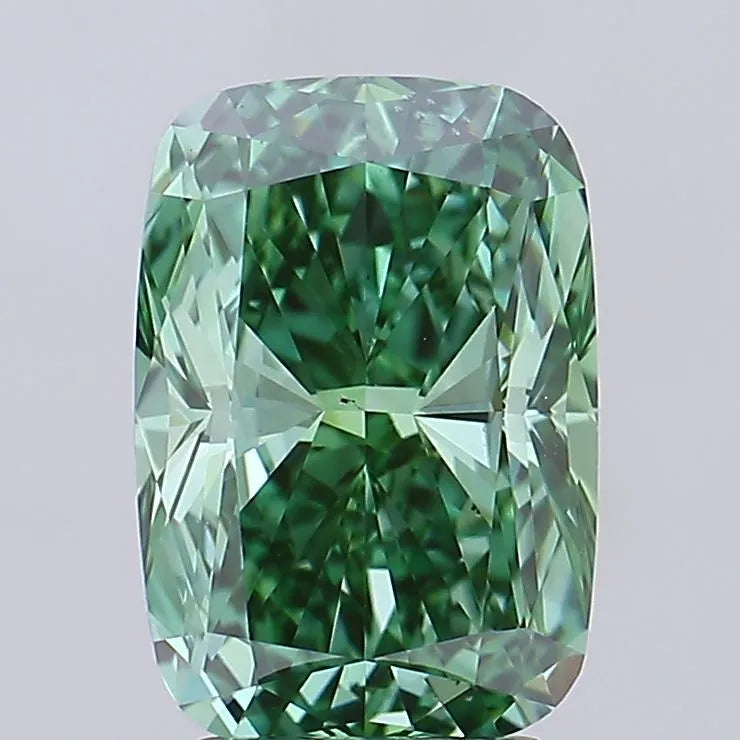 4.05ct Cushion modified Lab Grown Diamond (Colour Fancy Vivid Green, Clarity VS2, IGI Certified)