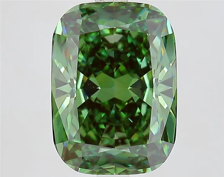 4.05ct Cushion modified Lab Grown Diamond (Colour Fancy Vivid Green, Clarity VVS2, IGI Certified)