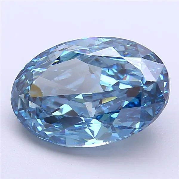 4.05ct Oval Lab Grown Diamond (Colour Fancy Vivid Blue, Clarity VS2, IGI Certified)