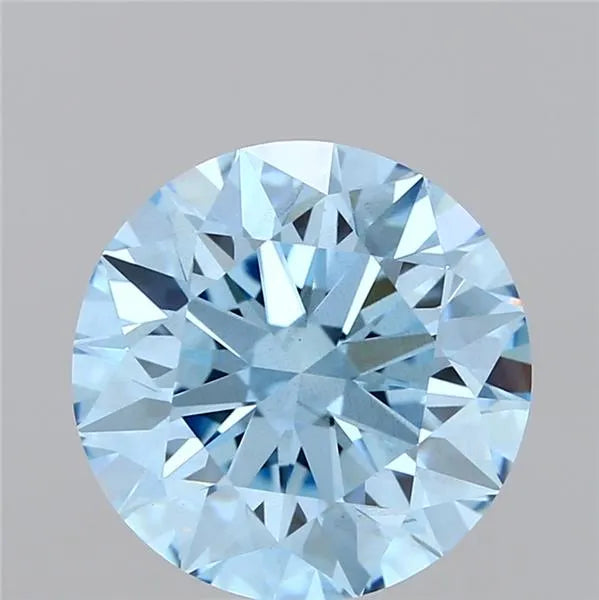4.05ct Round Lab Grown Diamond (Colour Fancy Vivid Blue, Clarity VS2, Cut ID, IGI Certified)