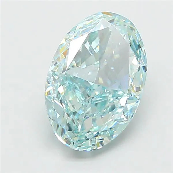 4.06ct Oval Lab Grown Diamond (Colour Fancy Intense Blueish Green, Clarity VVS2, IGI Certified)