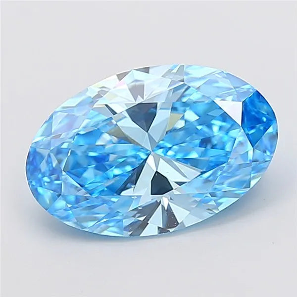 4.06ct Oval Lab Grown Diamond (Colour Fancy Vivid Blue, Clarity VS2, IGI Certified)