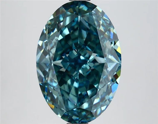 4.06ct Oval Lab Grown Diamond (Colour Fancy Vivid Green Blue, Clarity VVS2, IGI Certified)