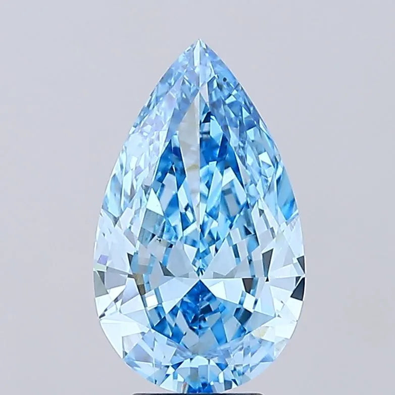4.06ct Pear Lab Grown Diamond (Colour Fancy Vivid Blue, Clarity VS2, IGI Certified)