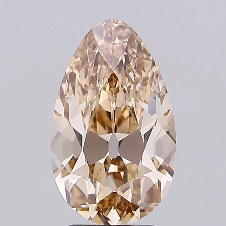 4.06ct Pear european cut Lab Grown Diamond (Colour Fancy Light Brown, Clarity VS1, IGI Certified)