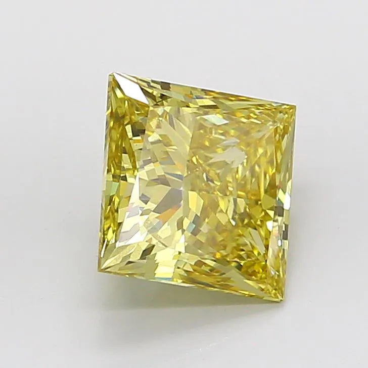 4.06ct Princess Lab Grown Diamond (Colour Fancy Intense Yellow, Clarity VS2, IGI Certified)
